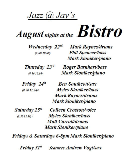 Jay's Bistro schedule